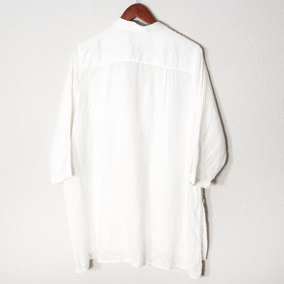 J Jill Women’s Linen Blend Shirt Coastal Slow Fashion Minimalist White Size L - Picture 2 of 8